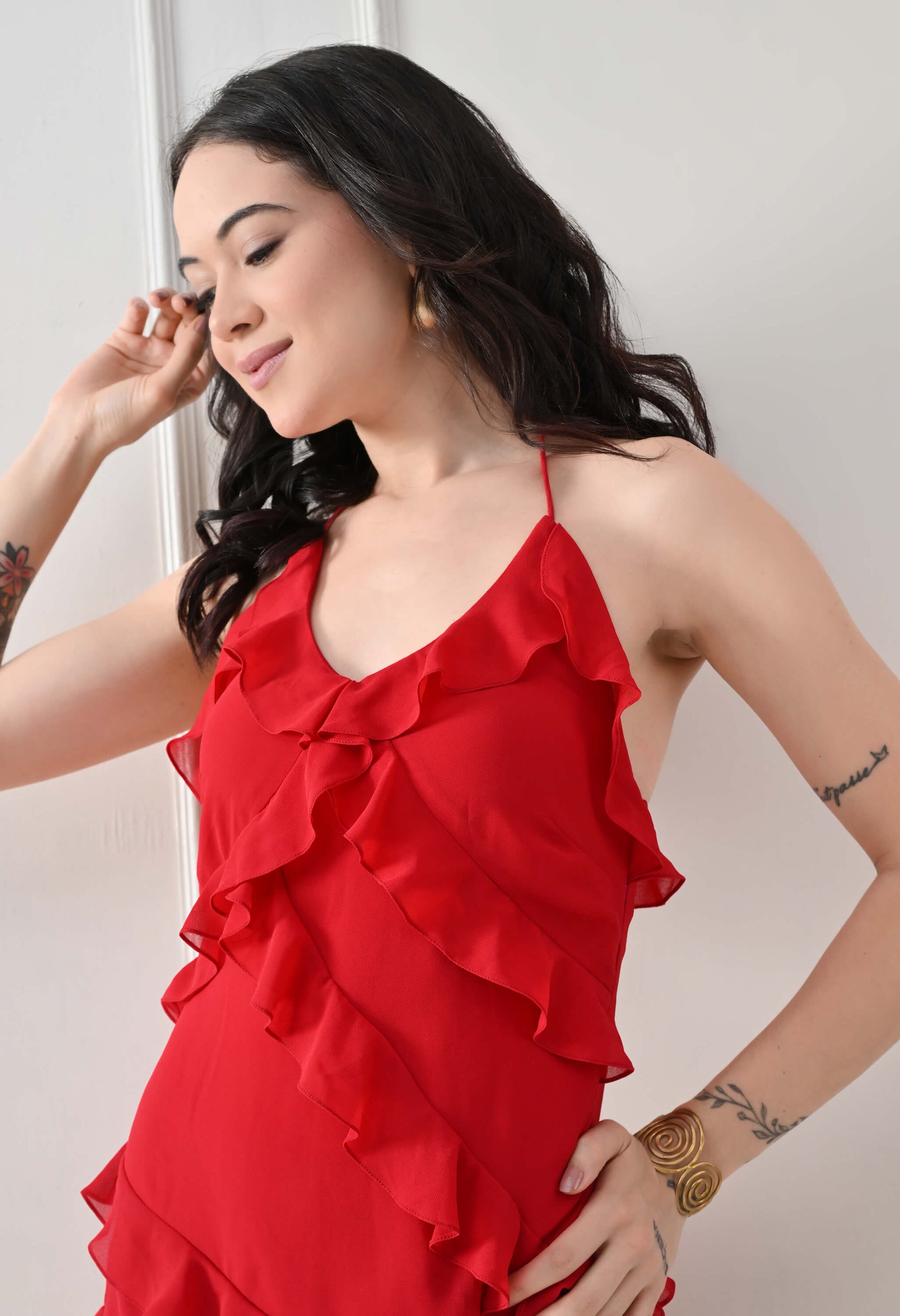 Red Rosalie Ruffle Dress