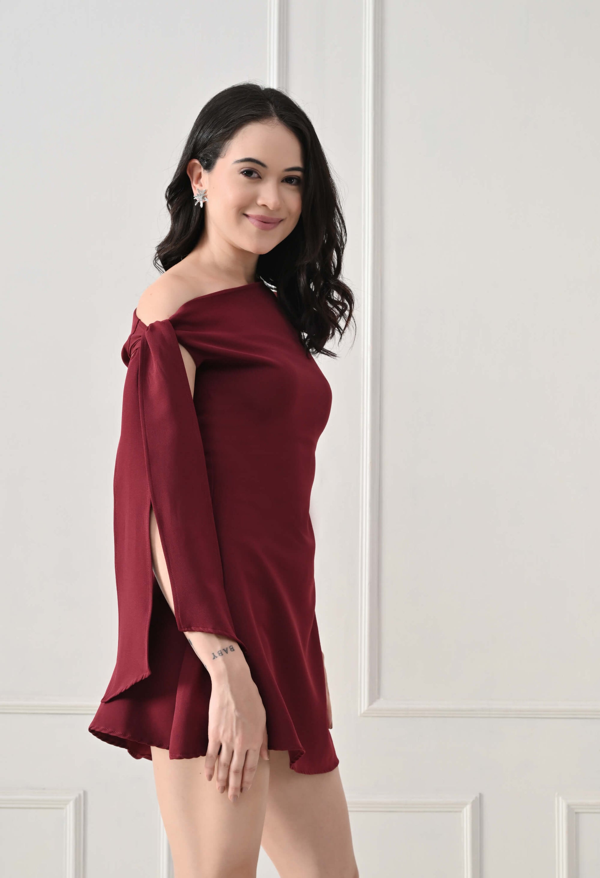 Burgundy Luna Knot Dress