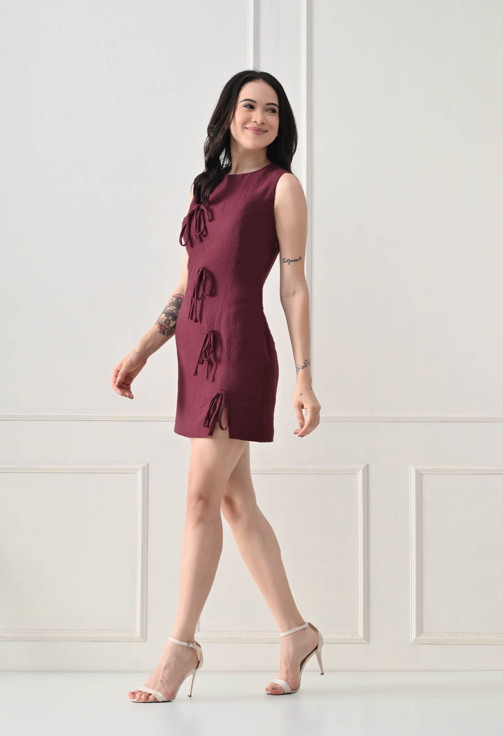 Wine Ophelia Linen Dress