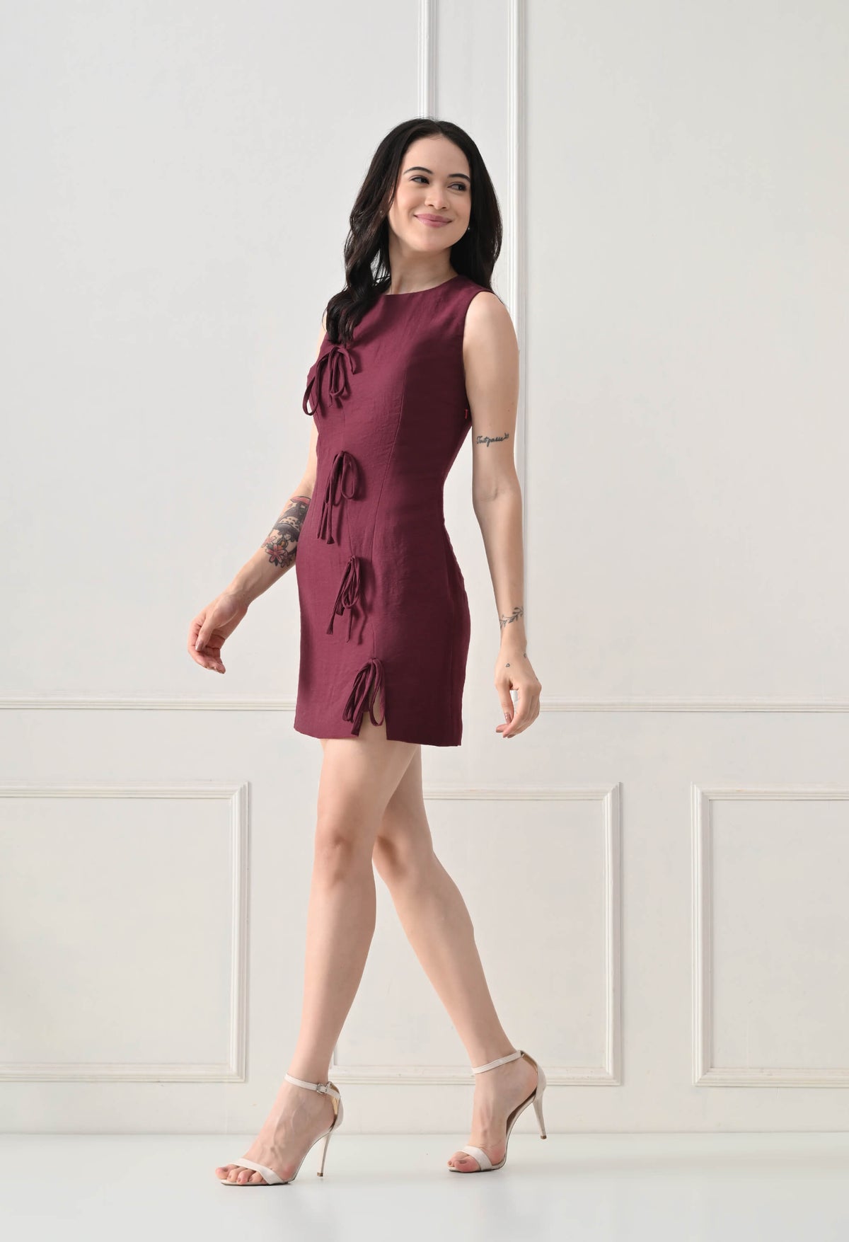 Wine Ophelia Linen Dress