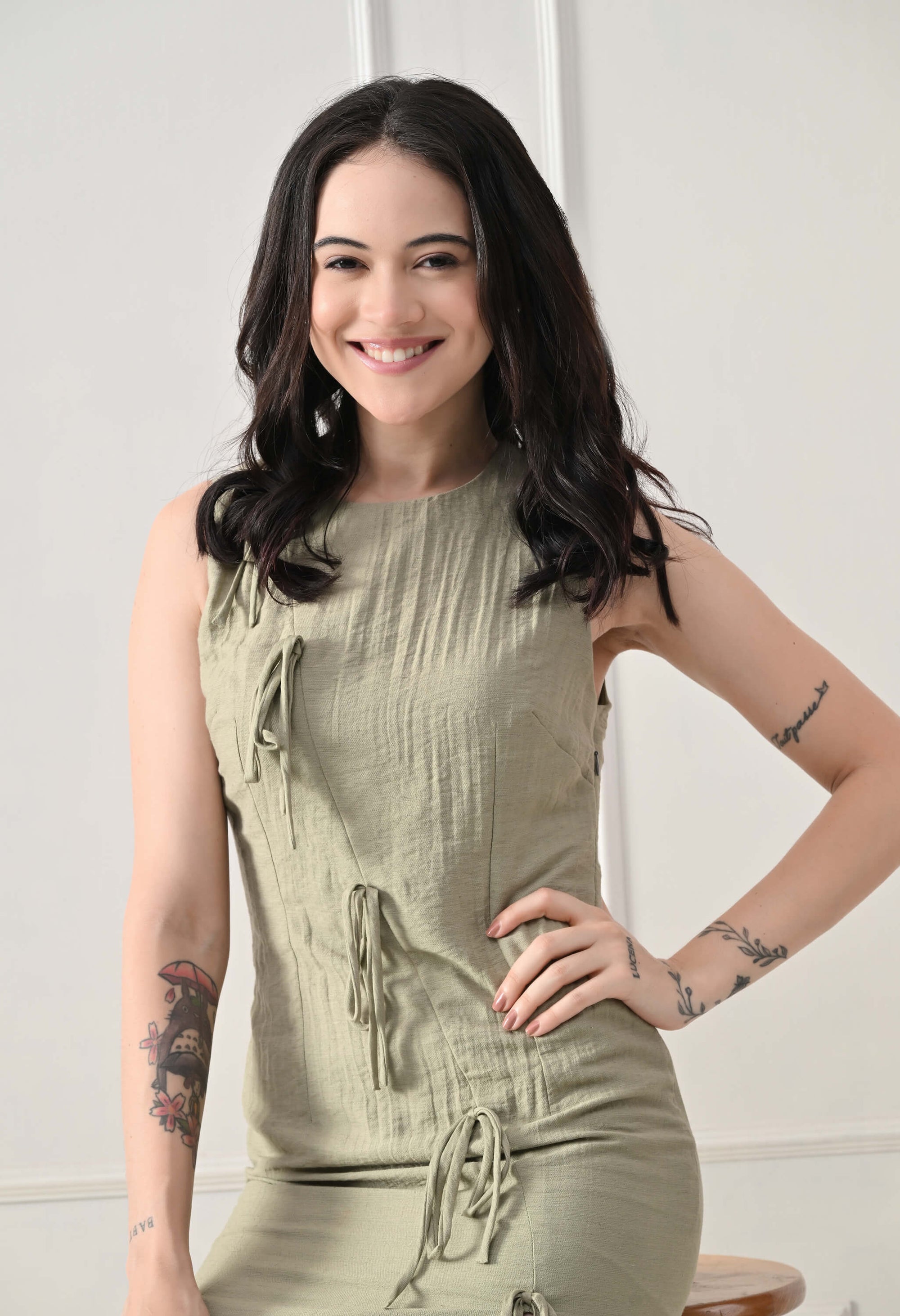 Matcha Ophelia Linen Dress