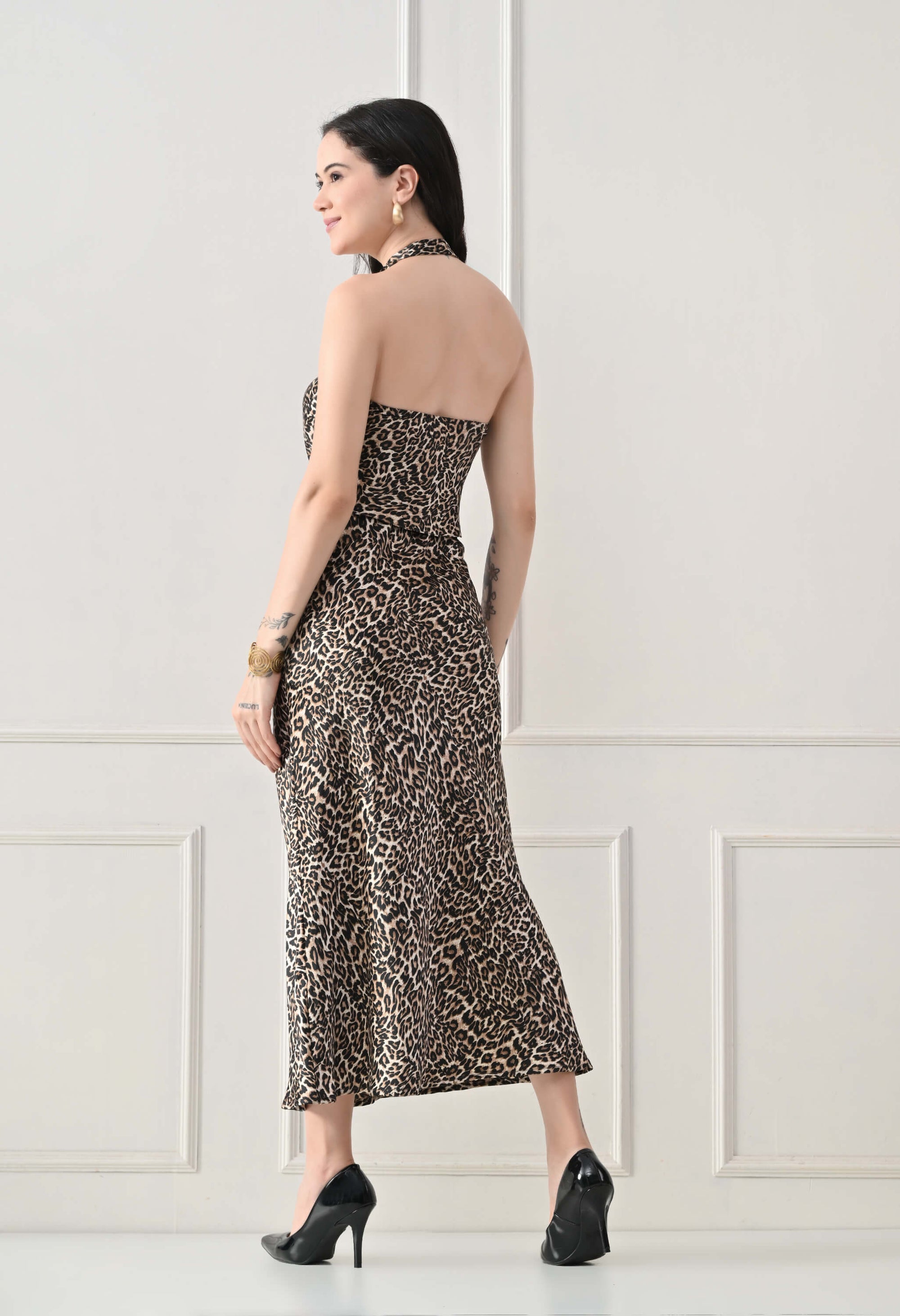 Leopard Juno Halter Dress