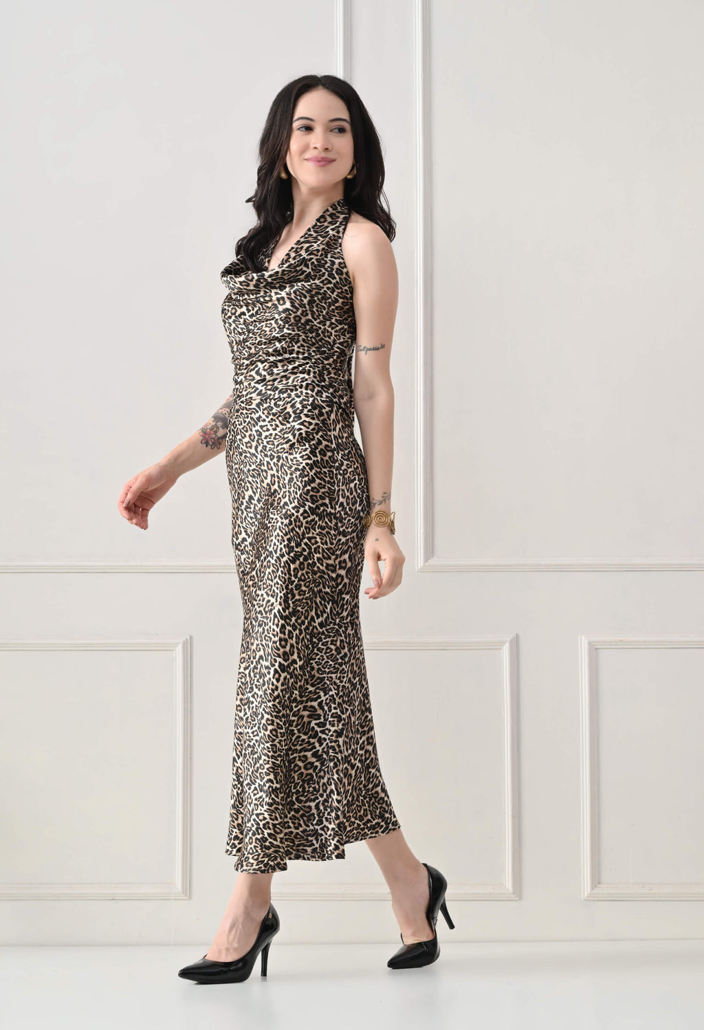 Leopard Juno Halter Dress