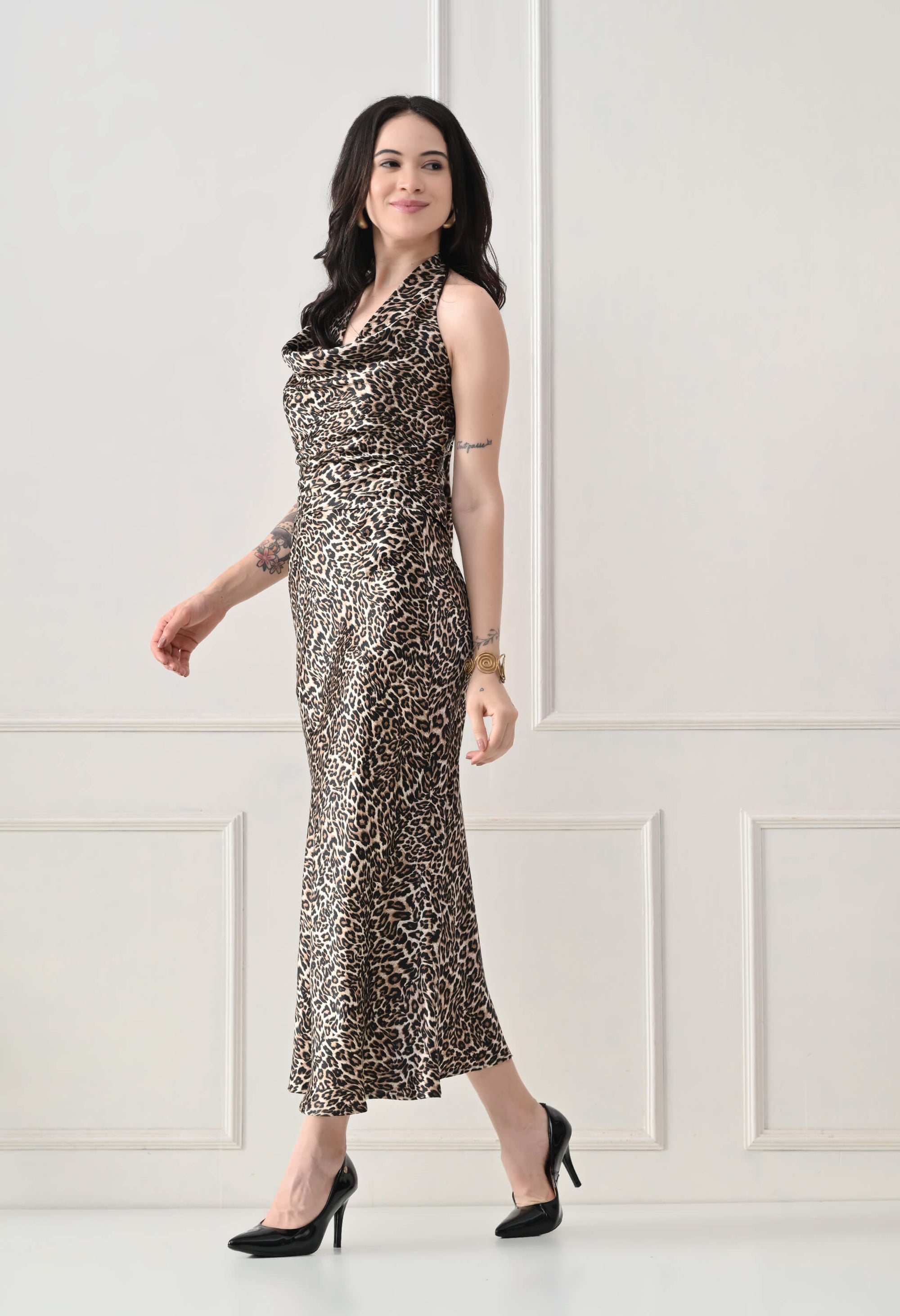 Leopard Juno Halter Dress