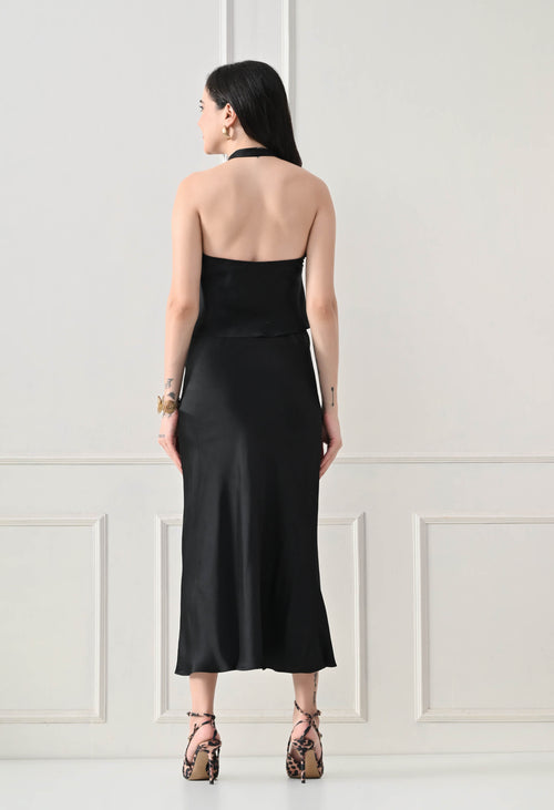 Black Juno Halter Dress