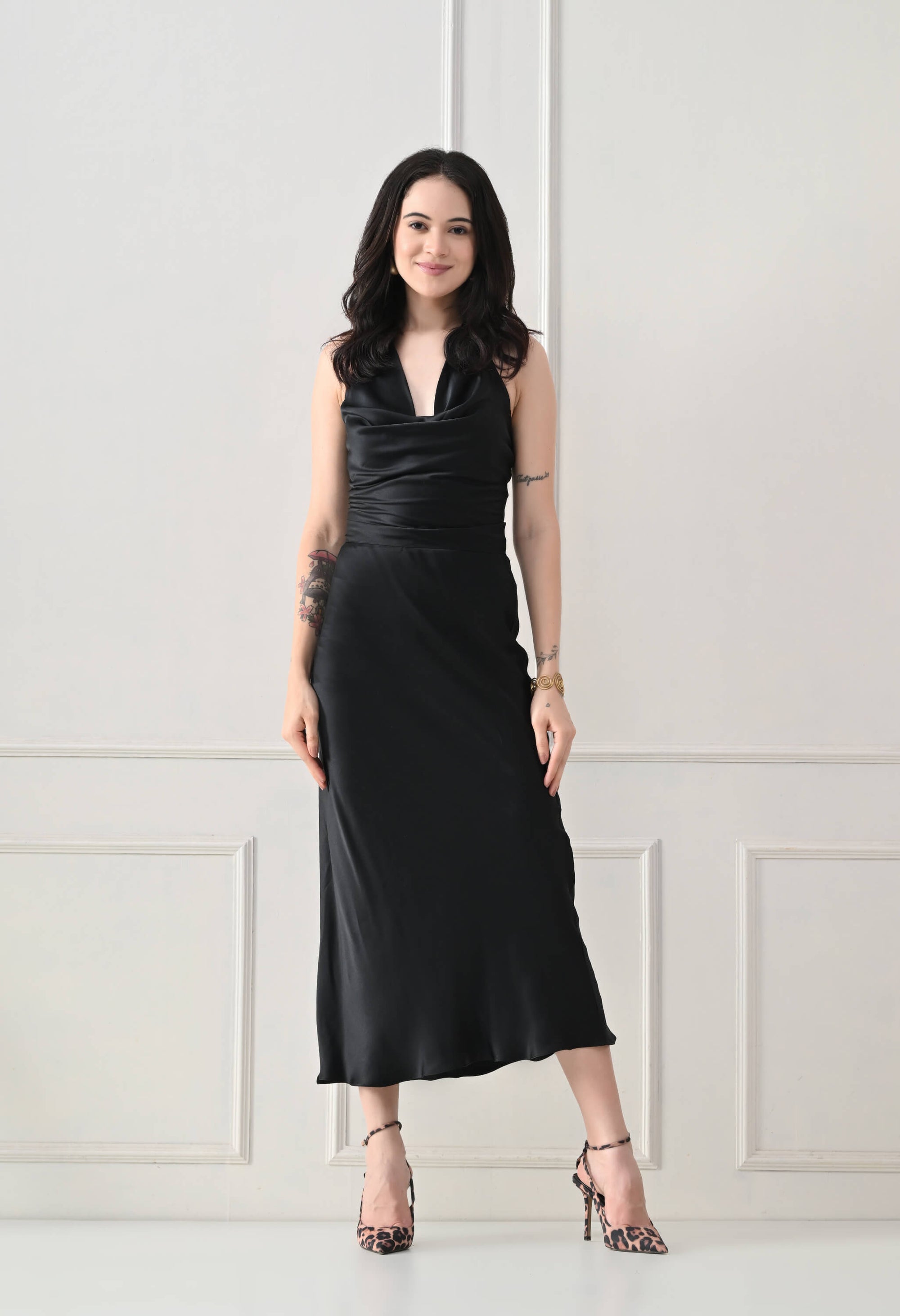 Black Juno Halter Dress