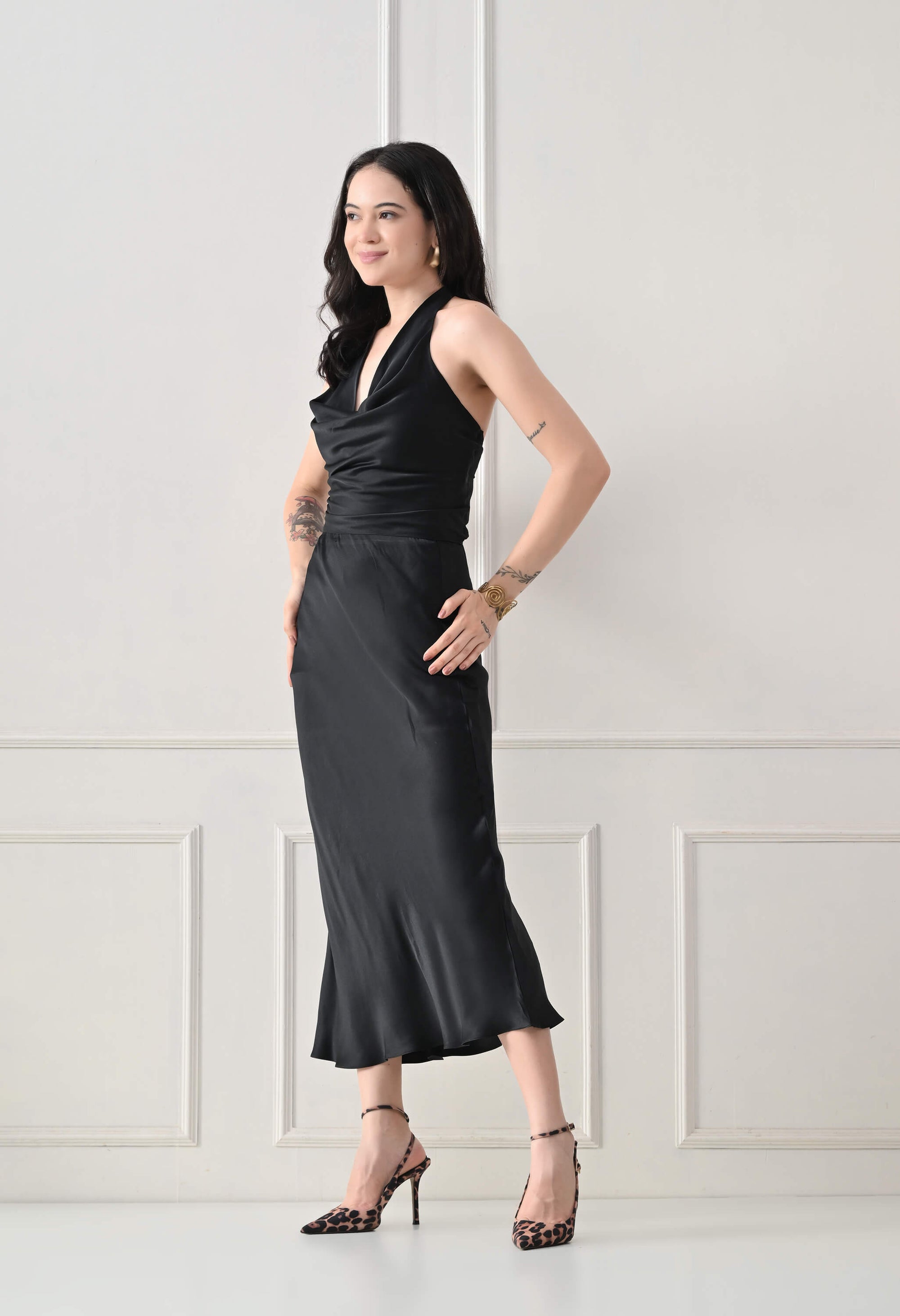 Black Juno Halter Dress