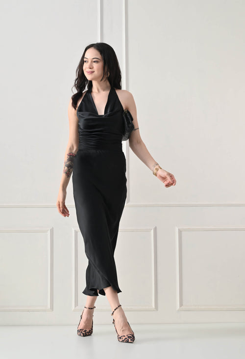 Black Juno Halter Dress