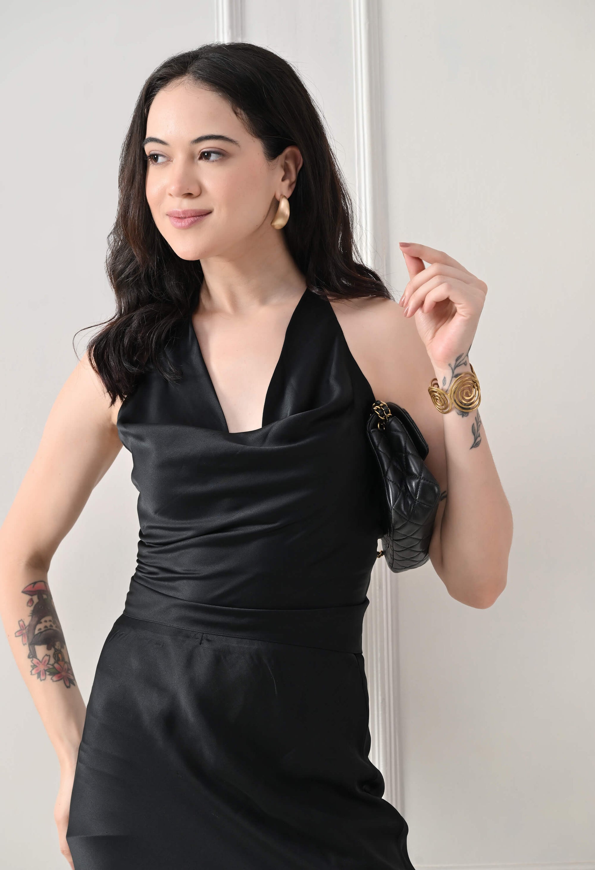 Black Juno Halter Dress
